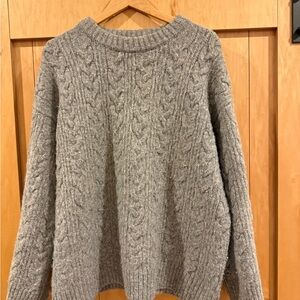 Cozy Gray Cable Knit Sweater